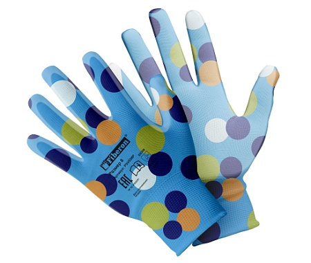 Перчатки "Для садовых работ" полиэстеровые, полиуретан. покрытие, разноцветные микс цветов, Fiberon