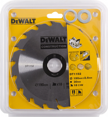 Пильный диск универсальный DeWALT 190х18тх30 мм Construction DT1152-QZ [DT1152-QZ]