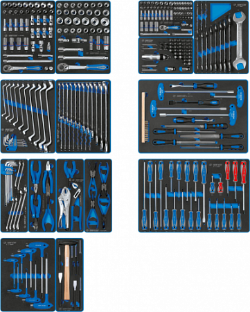 Набор инструментов для тележки KING TONY "BOARD" 15 ложементов, 325 предметов 934-325MRVD [934-325MR