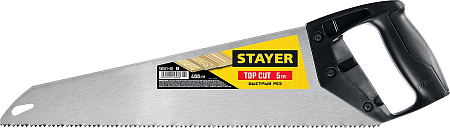 Ножовка ударопрочная (пила) STAYER "TopCut" 400 мм, 5 TPI, быстрый рез 15061-40