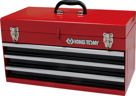 Ящик для инструмента KING TONY 87401-3 3 выдвижных ящика и отсек, красных [87401-3]