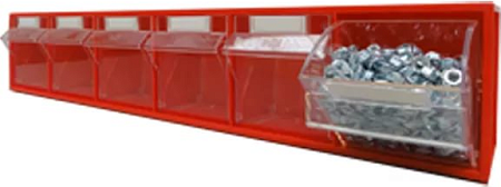 Пластиковый короб СТЕЛЛА FOX-102 красный/прозрачный, 6 ячеек, кассета 600х94х112 мм [8029926002075]