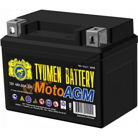 Аккумулятор для мотоцикла AGM 6МТС-4 4Ah (50А) (12V) обратная полярнасть (-,+) болт 85039