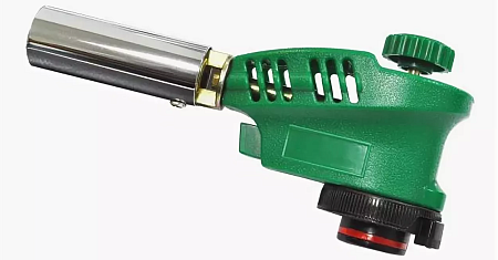 Газовая горелка для балона 220мл FLAME GUN зеленая с пьезоподжигом 24414